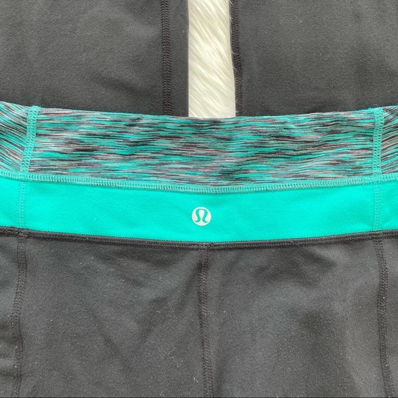 Lululemon Athletica Reversible Full Length Leggings Teal Black Size 6 - Picture 2 of 6